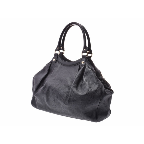 Gucci Guccissima Sukey Handbag Black Leather - Picture 2 of 11